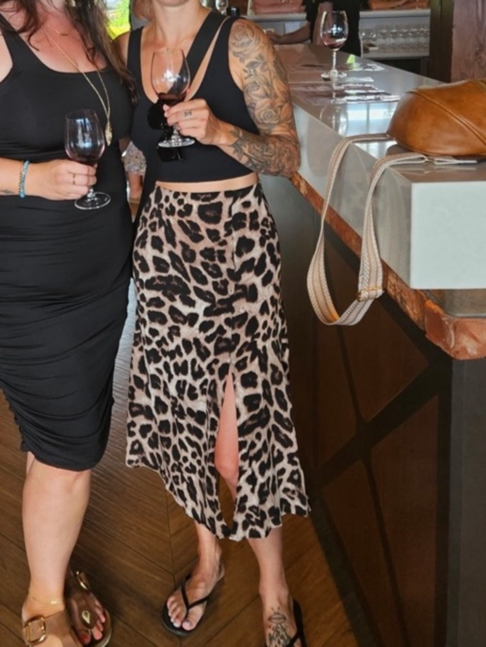 Leopard Print Asymmetrical Midi Skirt